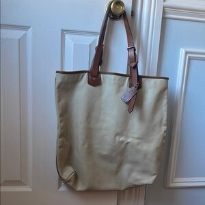 Elegant Cream coach leather Tote Bag